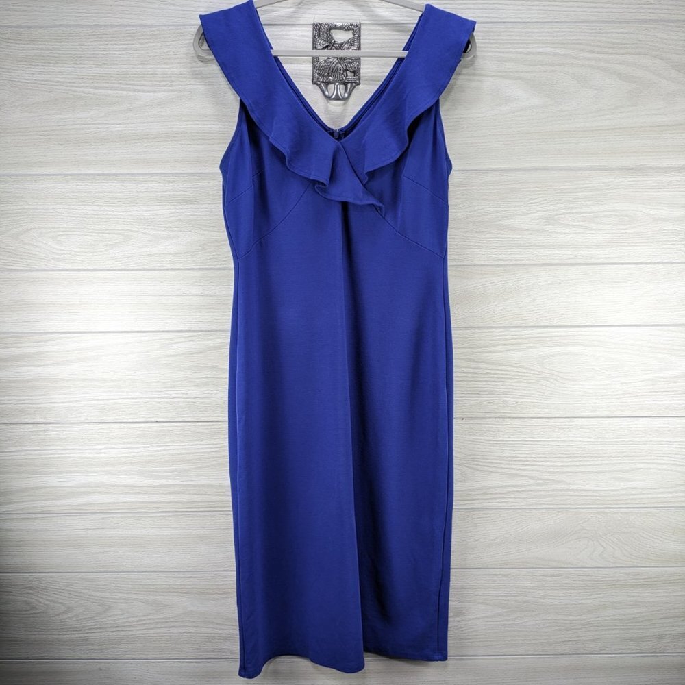 superfoxx Navy Ruffle V Neck Dress